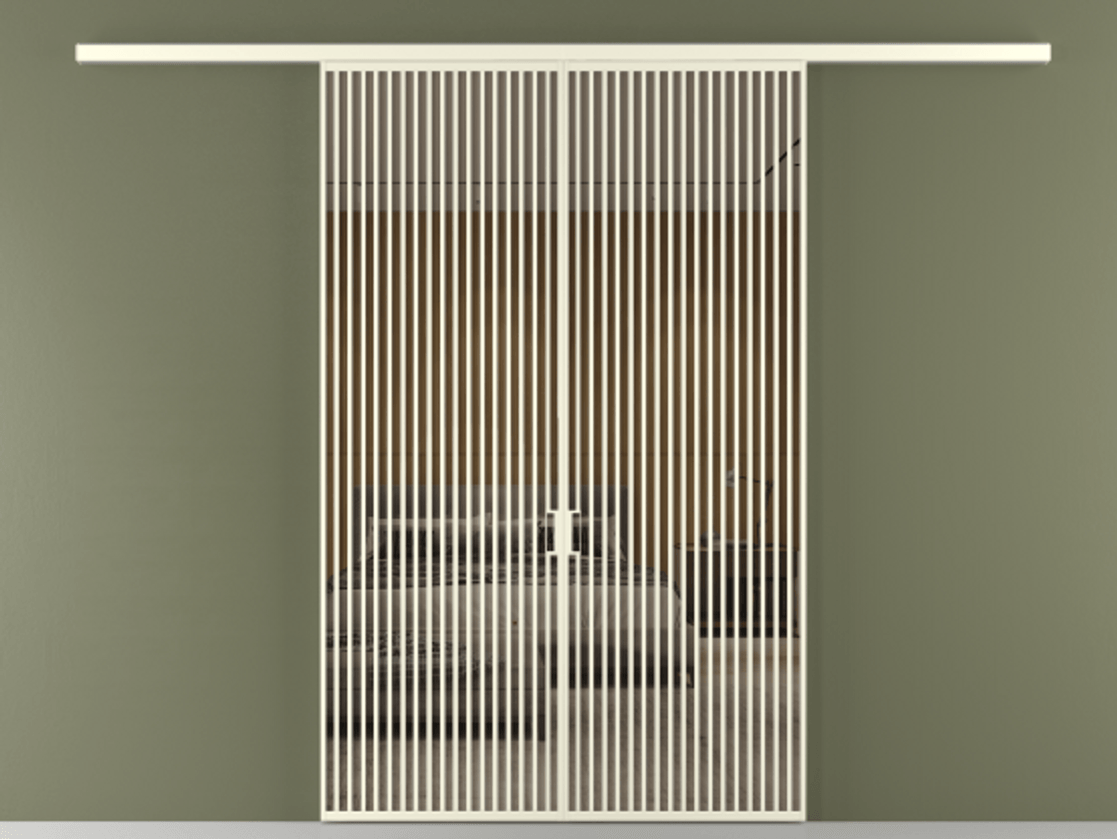 Перегородка Formato вдоль стены 2 створки АЛПР 040.06 Алюминий молочно-белый Рефлективное бронзовое стекло "Stopsol", калёное Цена 2776800 ₸ | Volhovec