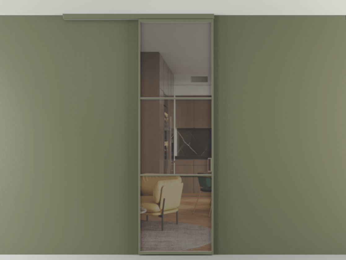 Перегородка Formato вдоль стены на потолок одностворчатая #VENDORCODE# #FURNISH# #GLASS# Цена #PRICE# #CURRENCY# | Volhovec