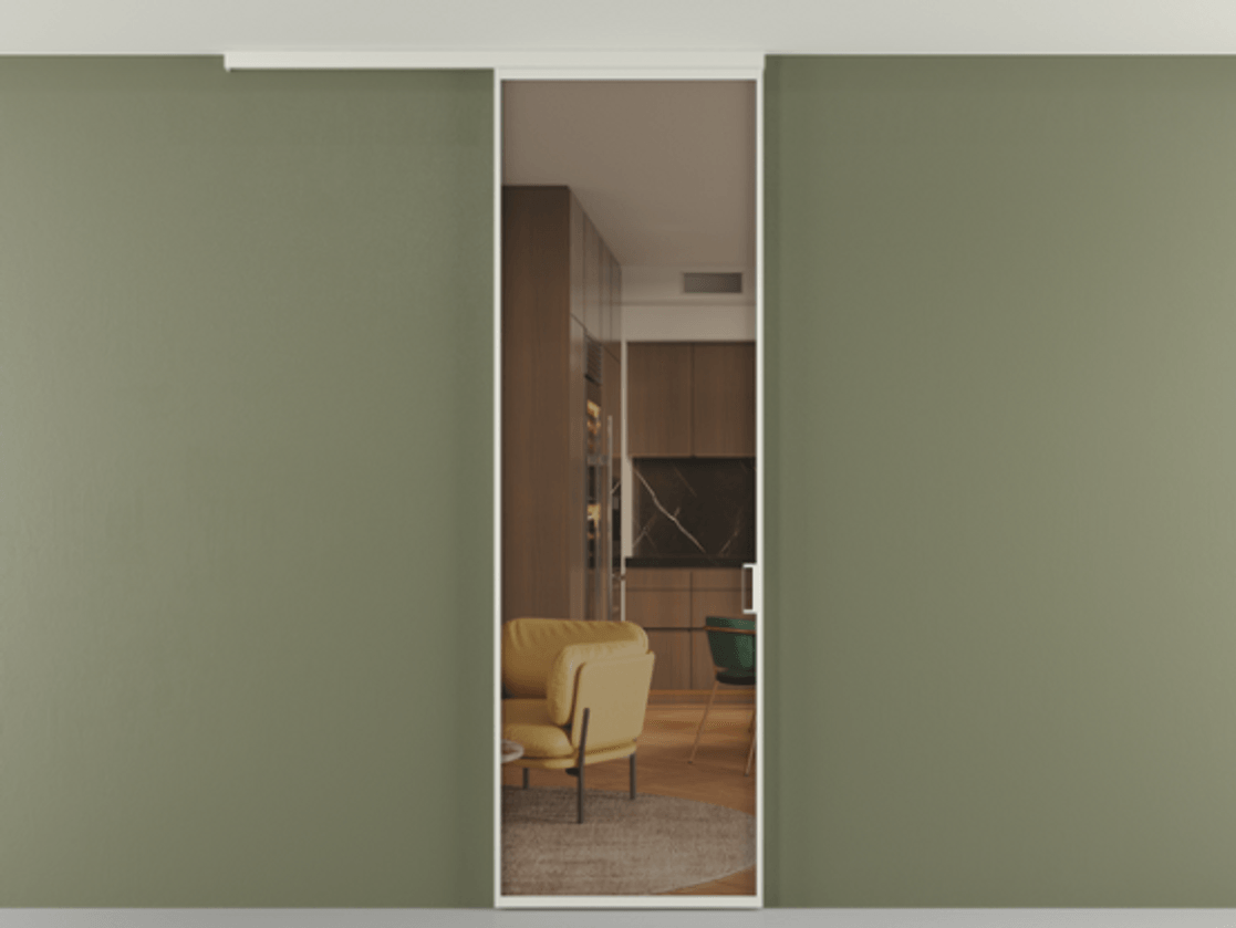Перегородка Formato вдоль стены на потолок одностворчатая #VENDORCODE# #FURNISH# #GLASS# Цена #PRICE# #CURRENCY# | Volhovec