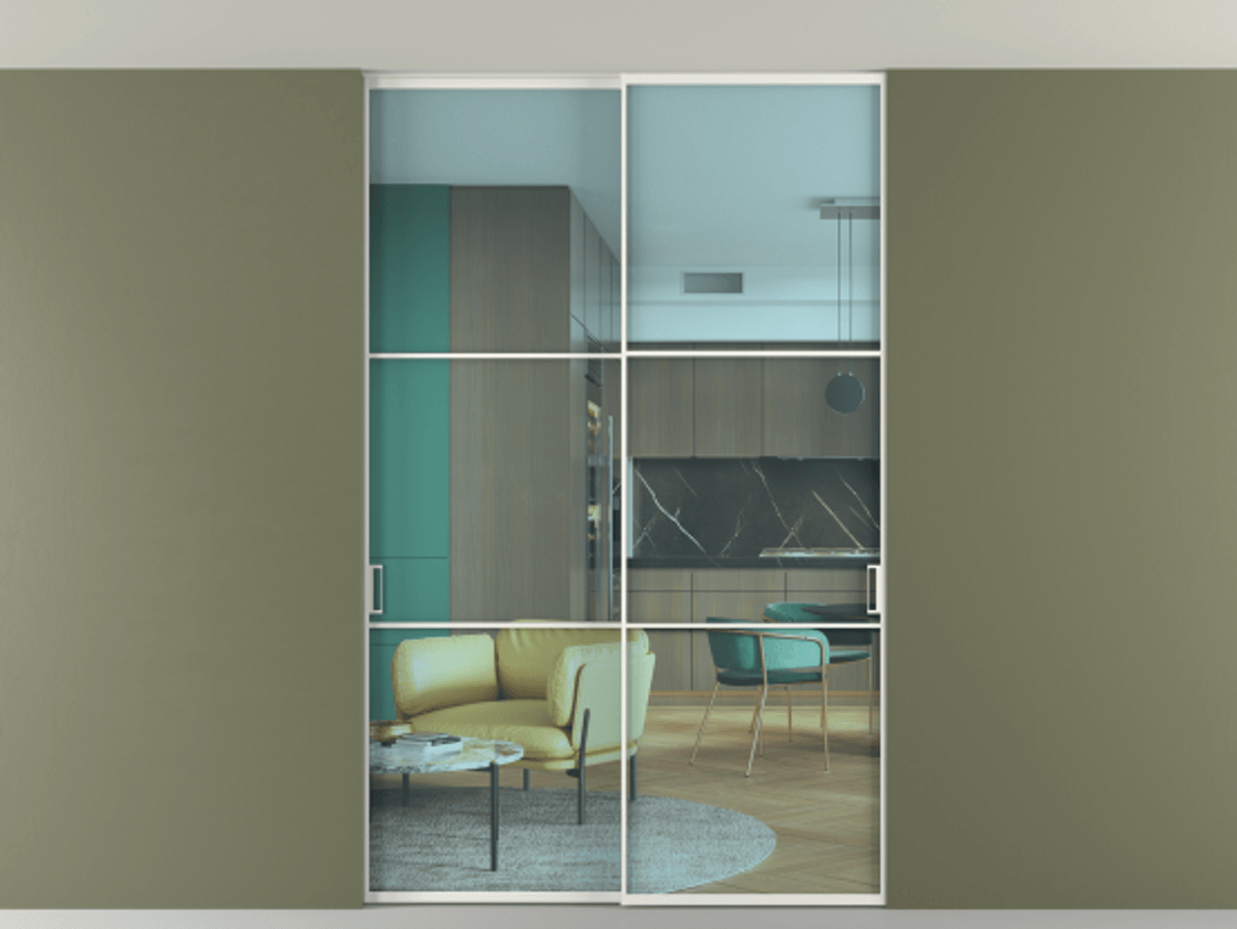 Перегородка Formato внутри проёма скрытое крепление в потолок 2 створки АЛПР 040.03 Алюминий светло-серый Прозрачное голубое стекло, триплекс. Цена 1600400 ₸ 1. Полотно 2 шт. (800/2100 мм)
2. Комплект установки раздвижной системы
3. Базовый комплект фурнитуры
4. Ручка RONDO. Фабрика дверей Волховец 8 (800) 551 43 19 Перегородка Formato внутри проёма скрытое крепление в потолок 2 створки АЛПР 040.03 Алюминий светло-серый Прозрачное голубое стекло, триплекс Цена 1600400 ₸ | Volhovec