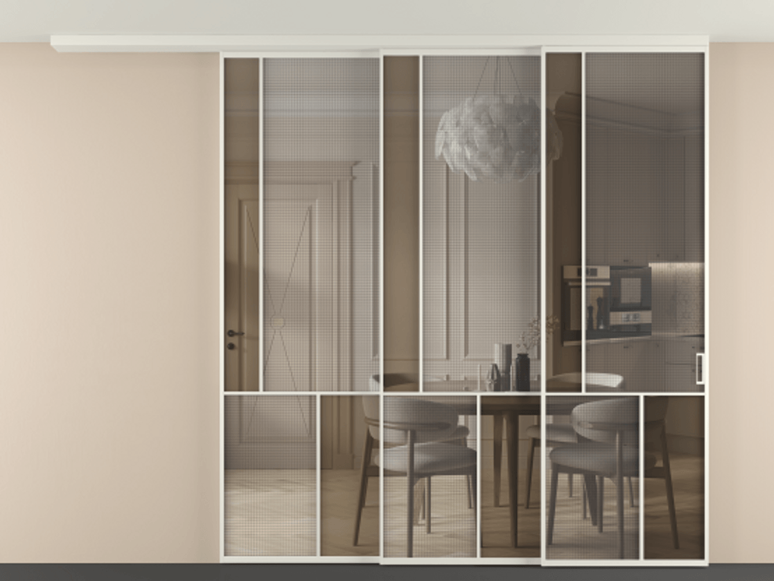 Перегородка Mosaic вдоль стены телескопик синхро-3 #VENDORCODE# #FURNISH# #GLASS# Цена #PRICE# #CURRENCY# | Volhovec