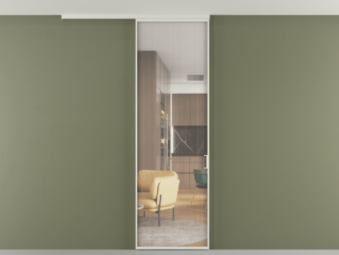 Перегородка Formato вдоль стены на потолок одностворчатая #VENDORCODE# #FURNISH# #GLASS# Цена #PRICE# #CURRENCY# | Volhovec