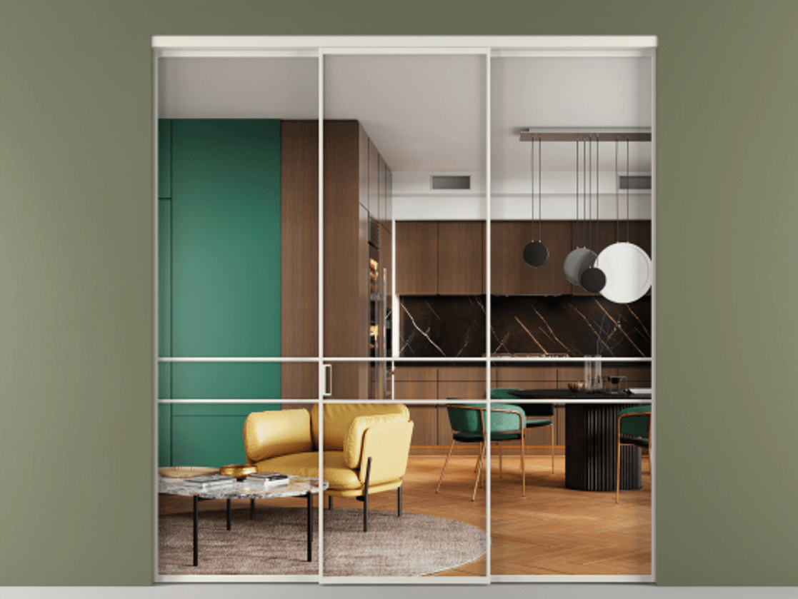 Перегородка Formato внутри проема трёхстворчатая #VENDORCODE# #FURNISH# #GLASS# Цена #PRICE#  | Volhovec