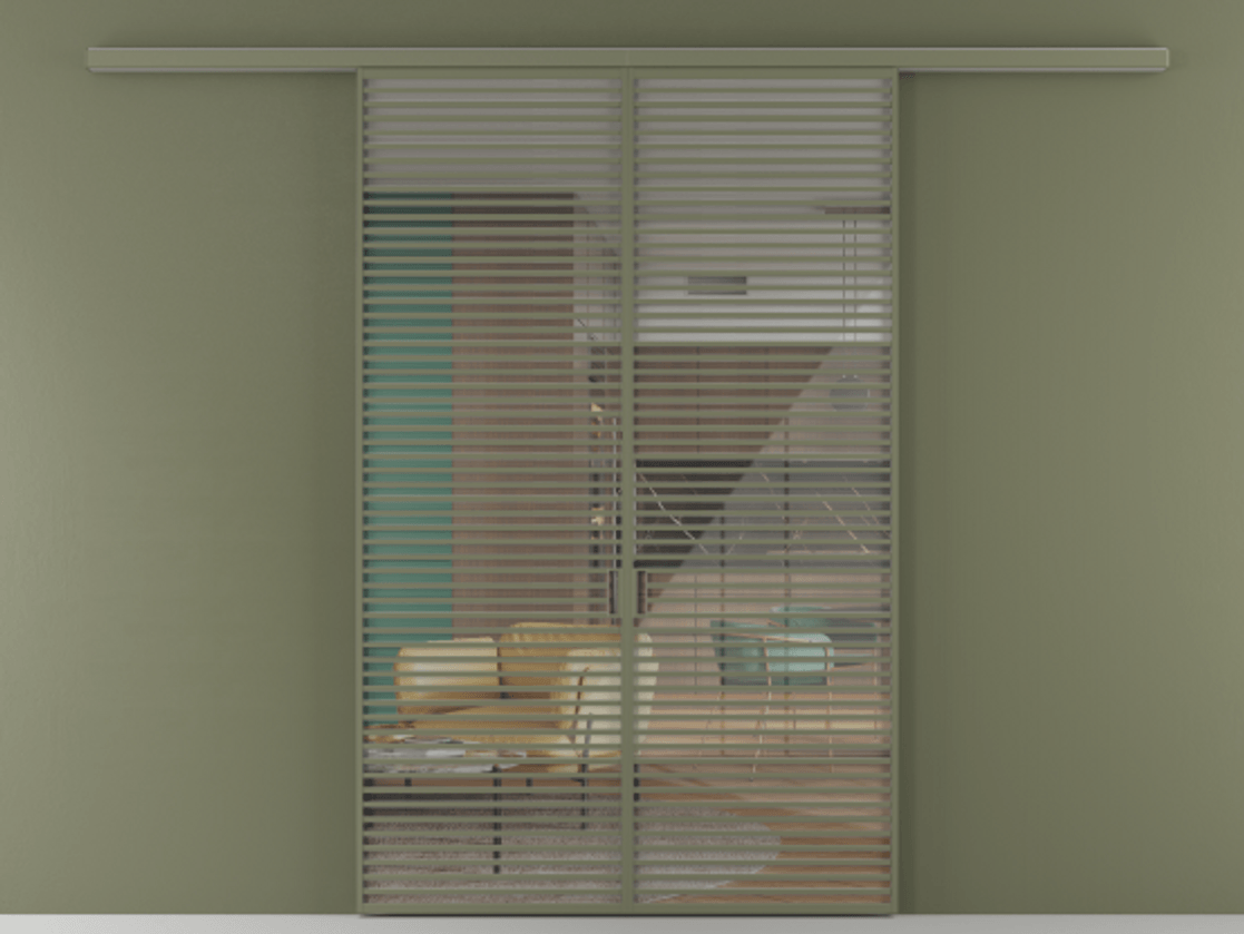 Перегородка Formato вдоль стены 2 створки АЛПР 040.07 Алюминий оливковый тёмный Рефлективное прозрачное стекло "Stopsol", калёное Цена 2776800 ₸ | Volhovec