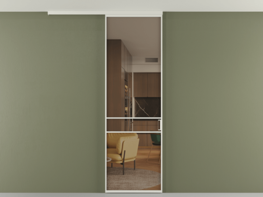 Перегородка Formato вдоль стены на потолок одностворчатая #VENDORCODE# #FURNISH# #GLASS# Цена #PRICE# #CURRENCY# | Volhovec