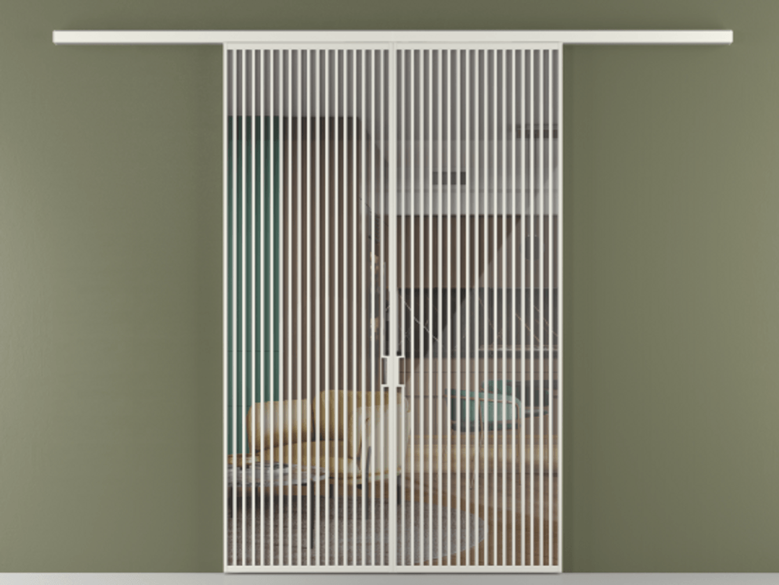 Перегородка Formato вдоль стены 2 створки АЛПР 040.06 Алюминий серый Рефлективное прозрачное стекло "Stopsol", калёное Цена 2776800 ₸ | Volhovec