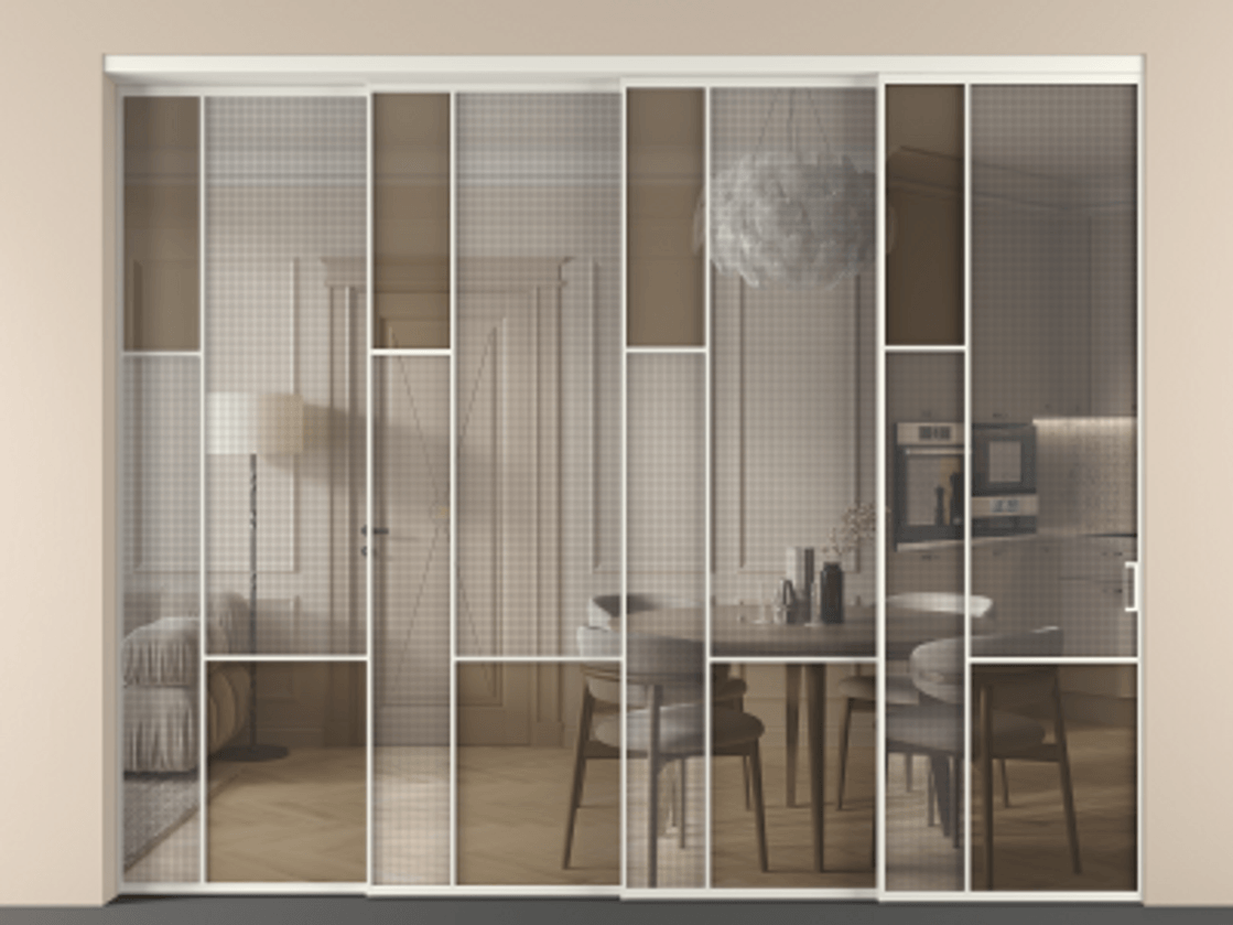 Перегородка Mosaic внутри проема телескопик синхро-4 #VENDORCODE# #FURNISH# #GLASS# Цена #PRICE# #CURRENCY# | Volhovec