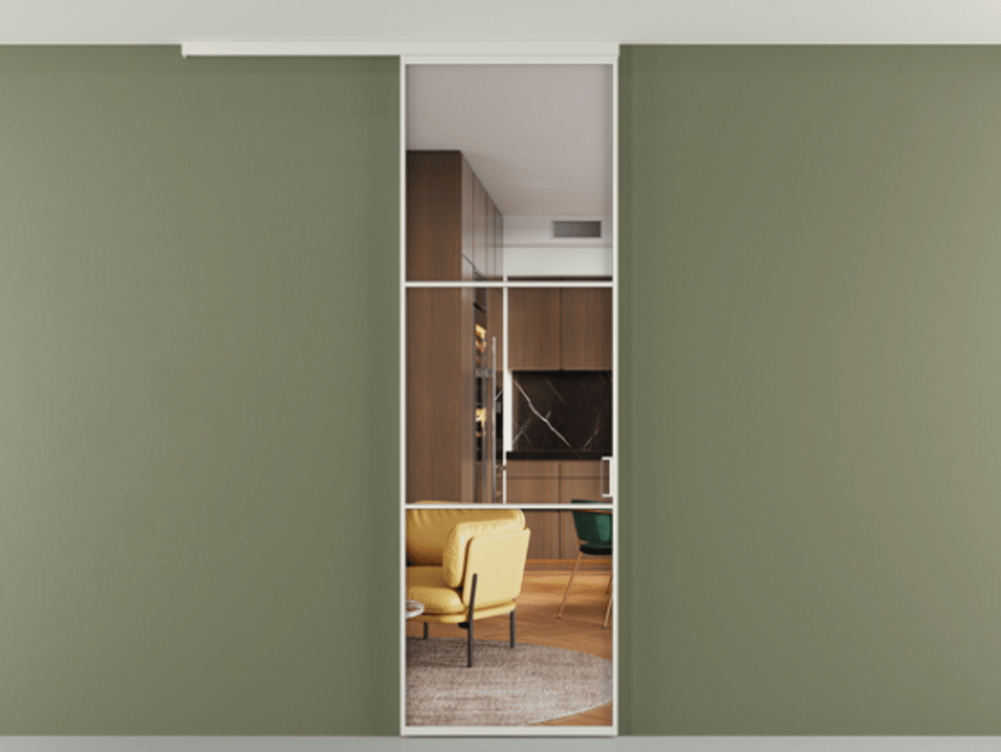 Перегородка Formato вдоль стены на потолок одностворчатая #VENDORCODE# #FURNISH# #GLASS# Цена #PRICE#  | Volhovec