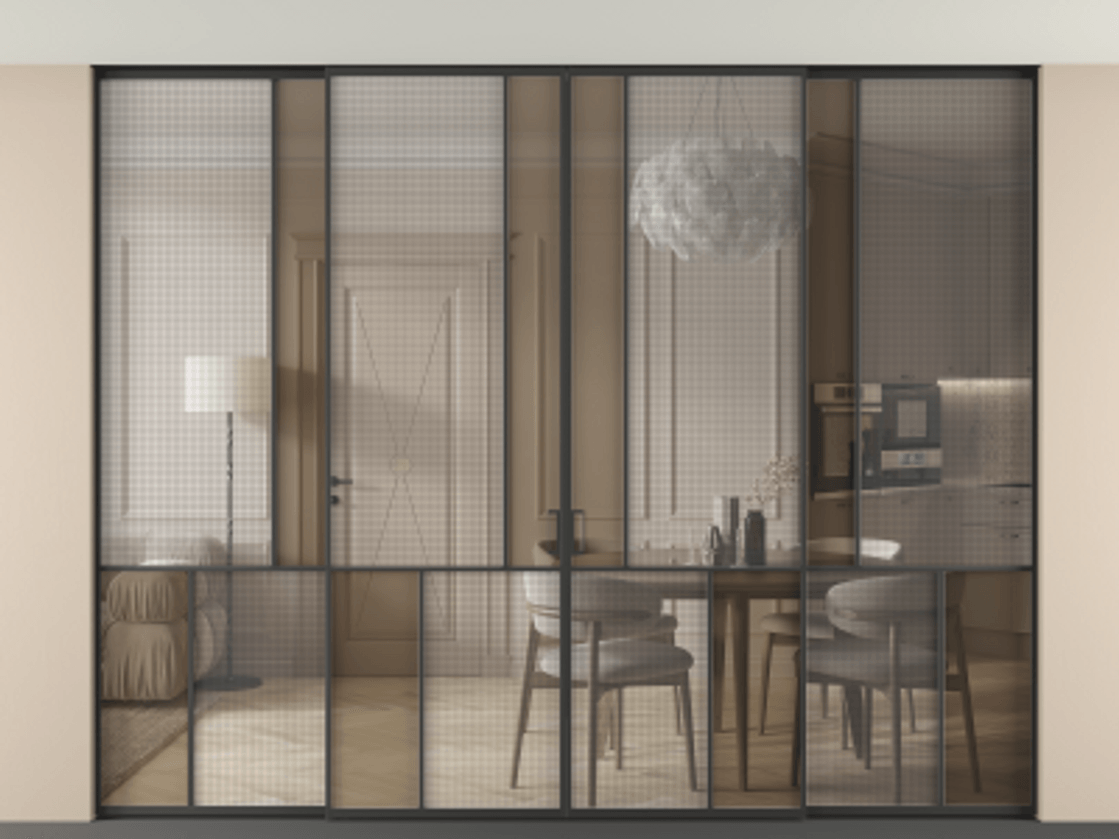 Перегородка Mosaic внутри проема четырёхстворчатая в потолок #VENDORCODE# #FURNISH# #GLASS# Цена #PRICE# #CURRENCY# | Volhovec