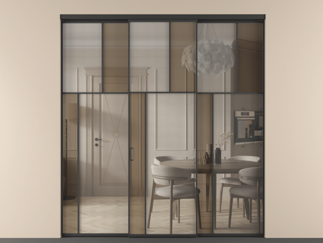 Перегородка Mosaic внутри проема трёхстворчатая #VENDORCODE# #FURNISH# #GLASS# Цена #PRICE# #CURRENCY# | Volhovec