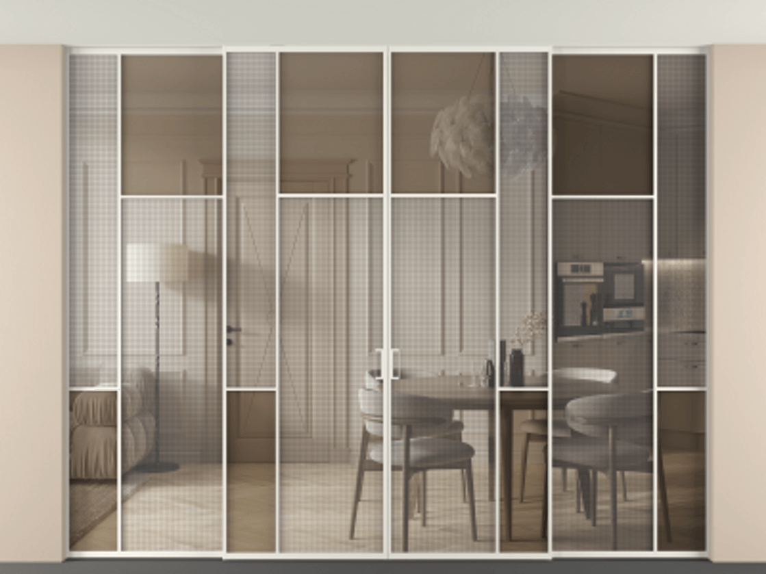 Перегородка Mosaic внутри проема четырёхстворчатая в потолок #VENDORCODE# #FURNISH# #GLASS# Цена #PRICE#  | Volhovec