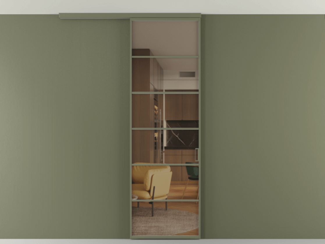 Перегородка Formato вдоль стены на потолок одностворчатая #VENDORCODE# #FURNISH# #GLASS# Цена #PRICE# #CURRENCY# | Volhovec