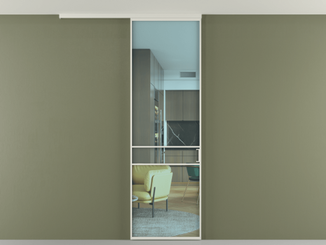 Перегородка Formato вдоль стены на потолок одностворчатая #VENDORCODE# #FURNISH# #GLASS# Цена #PRICE# #CURRENCY# | Volhovec