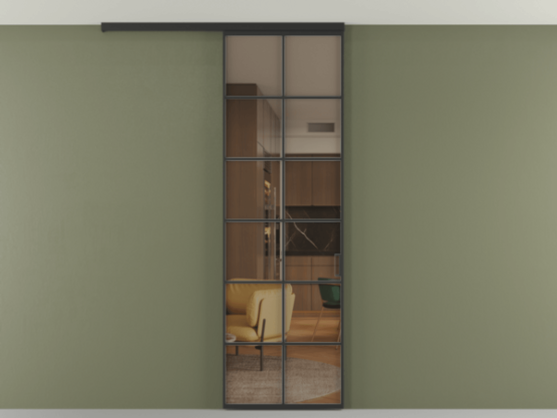 Перегородка Formato вдоль стены на потолок одностворчатая #VENDORCODE# #FURNISH# #GLASS# Цена #PRICE#  | Volhovec