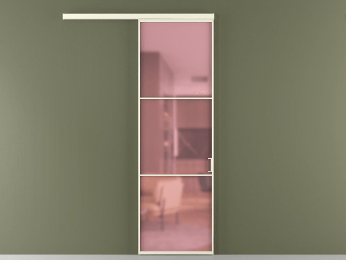 Перегородка Формато вдоль стены 1 створка АЛПР 040.03 Алюминий молочно-белый Сатинированное розовое стекло, триплекс Цена 801965 ₸  | Volhovec