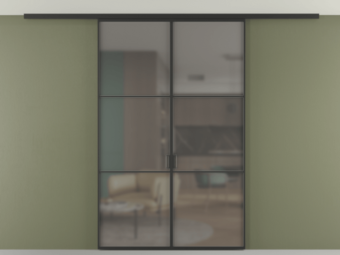 Перегородка Formato вдоль стены на потолок двустворчатая #VENDORCODE# #FURNISH# #GLASS# Цена #PRICE# #CURRENCY# | Volhovec