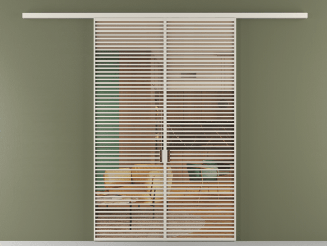 Перегородка Formato вдоль стены 2 створки АЛПР 040.07 Алюминий облачно-серый Прозрачное оранжевое стекло, триплекс Цена 2244900 ₸ | Volhovec