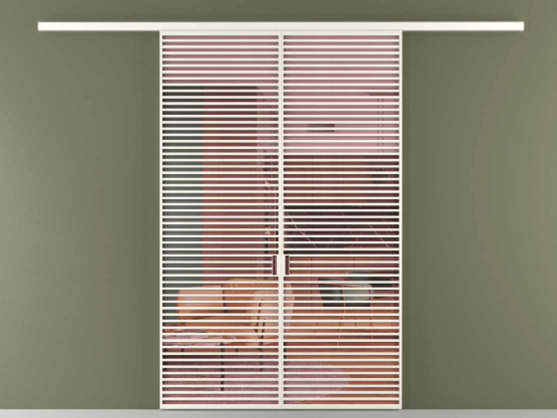 Перегородка Formato вдоль стены 2 створки АЛПР 040.07 Алюминий жемчужный Прозрачное розовое стекло, триплекс Цена 2244900 ₸ | Volhovec