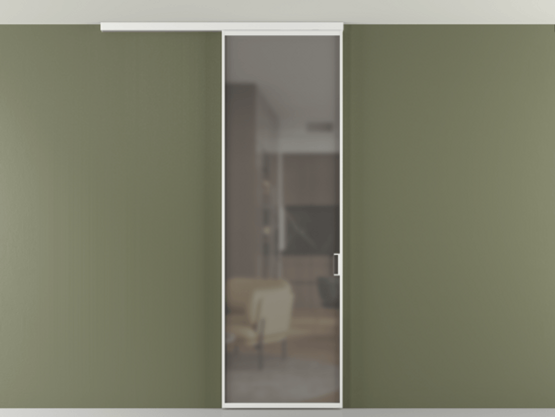 Перегородка Formato вдоль стены на потолок одностворчатая #VENDORCODE# #FURNISH# #GLASS# Цена #PRICE# #CURRENCY# | Volhovec
