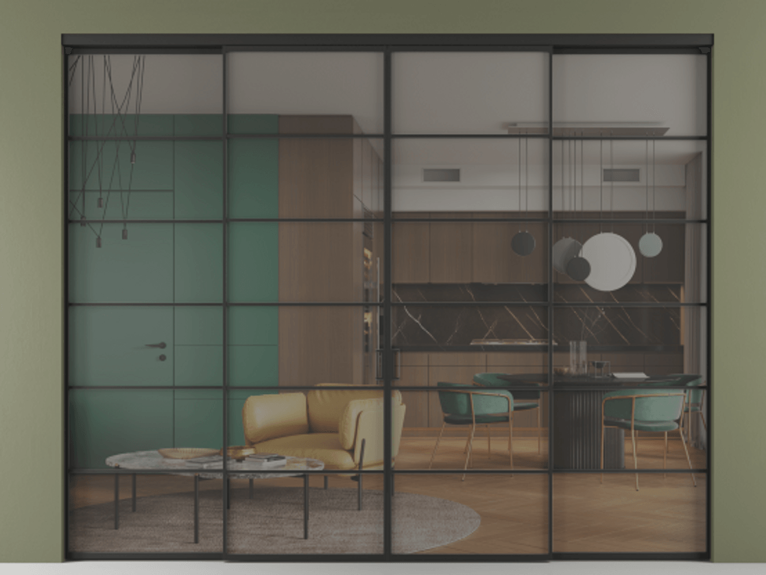 Перегородка Formato внутри проёма четырёхстворчатая #VENDORCODE# #FURNISH# #GLASS# Цена #PRICE#  | Volhovec