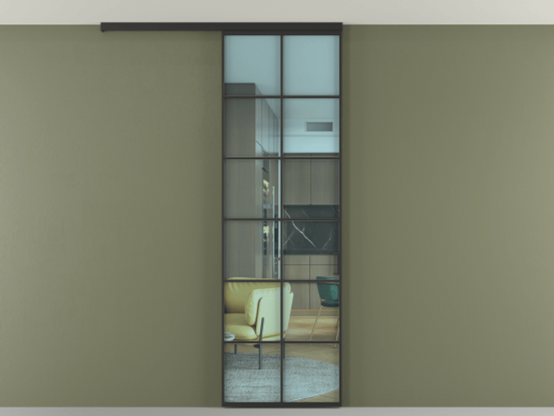 Перегородка Formato вдоль стены на потолок одностворчатая #VENDORCODE# #FURNISH# #GLASS# Цена #PRICE# #CURRENCY# | Volhovec