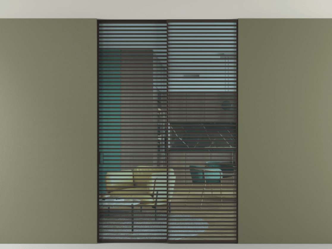 Перегородка Formato внутри проёма скрытое крепление в потолок 2 створки АЛПР 040.07 Алюминий антрацит Прозрачное голубое стекло, триплекс Цена 2676700 ₸ | Volhovec