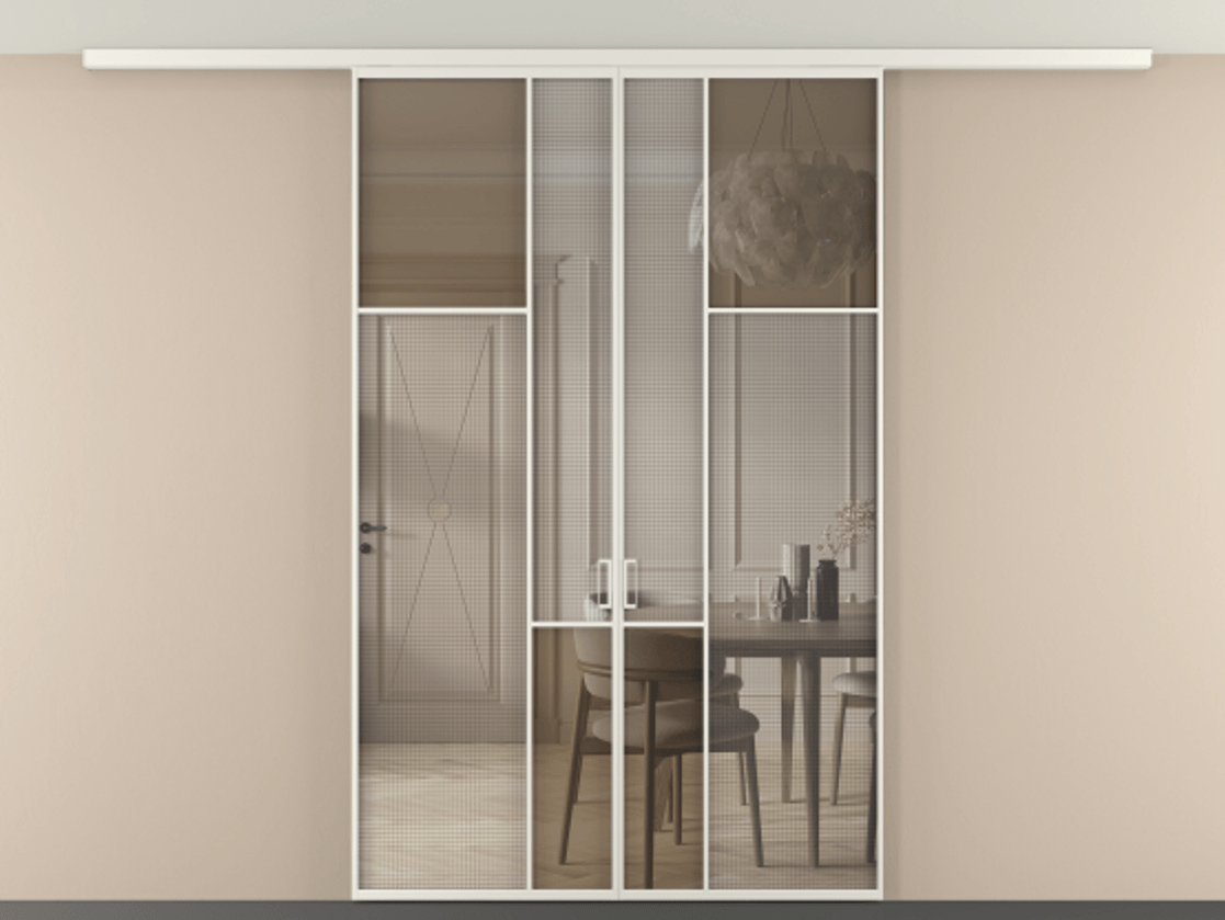 Перегородка Mosaic вдоль стены на потолок двустворчатая #VENDORCODE# #FURNISH# #GLASS# Цена #PRICE# #CURRENCY# | Volhovec