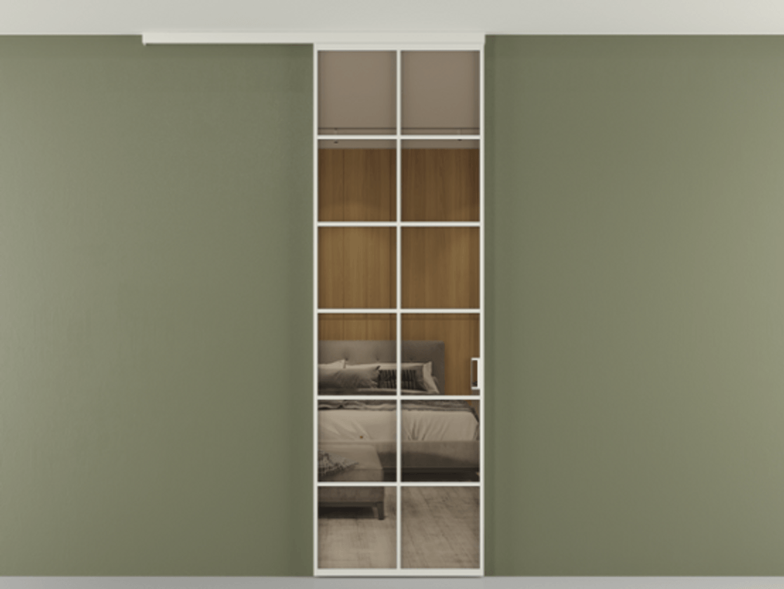 Перегородка Formato вдоль стены на потолок одностворчатая #VENDORCODE# #FURNISH# #GLASS# Цена #PRICE# #CURRENCY# | Volhovec