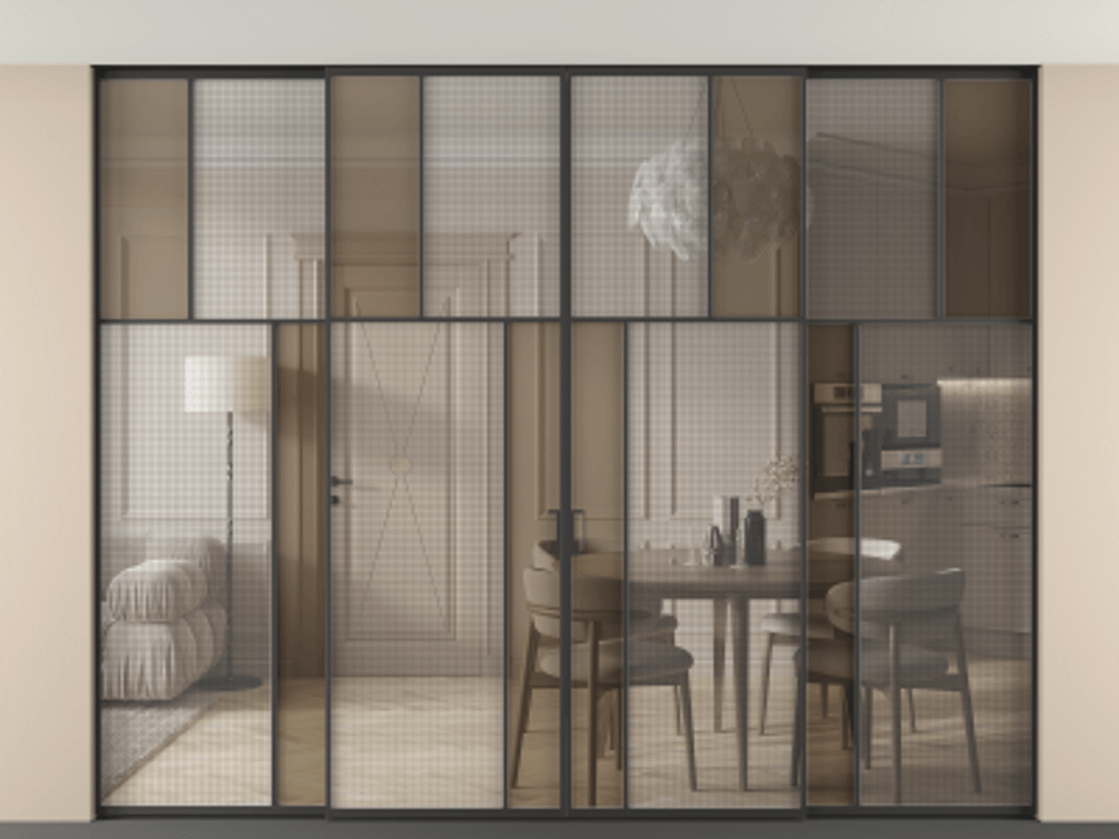 Перегородка Mosaic внутри проема четырёхстворчатая в потолок #VENDORCODE# #FURNISH# #GLASS# Цена #PRICE# #CURRENCY# | Volhovec