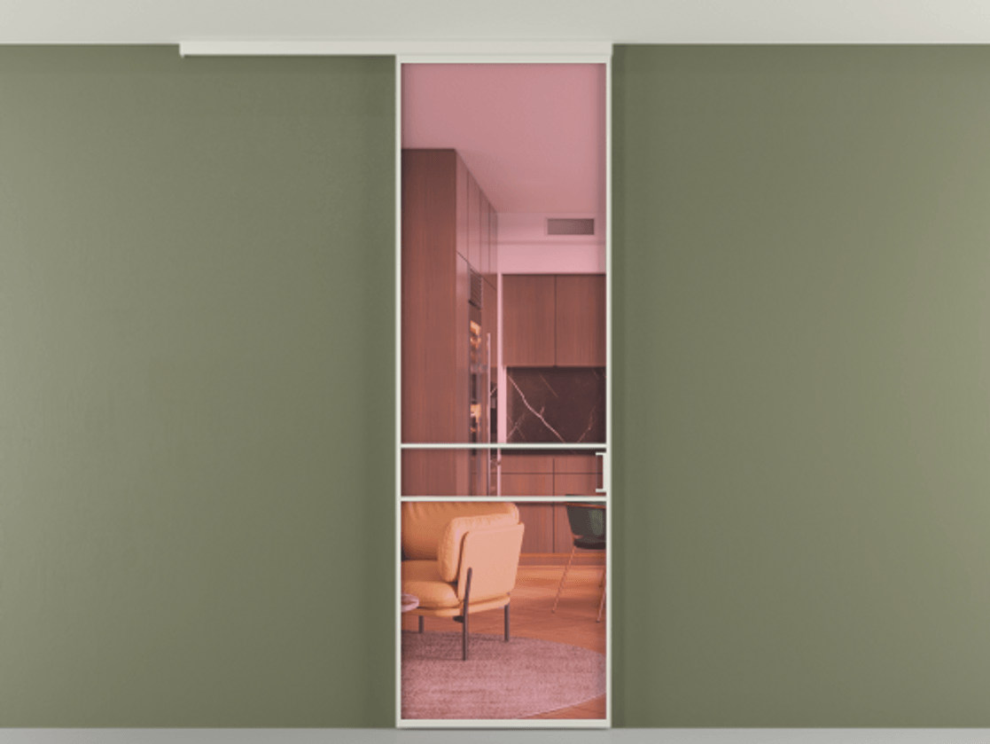 Перегородка Formato вдоль стены на потолок одностворчатая #VENDORCODE# #FURNISH# #GLASS# Цена #PRICE# #CURRENCY# | Volhovec