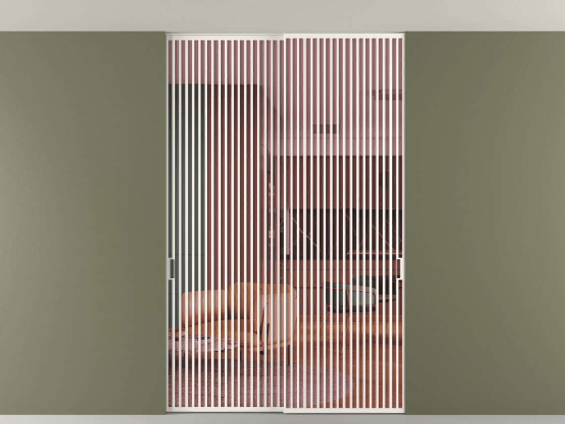 Перегородка Formato внутри проёма скрытое крепление в потолок 2 створки АЛПР 040.06 Алюминий пудровый белый Прозрачное розовое стекло, триплекс Цена 3152000 ₸ | Volhovec