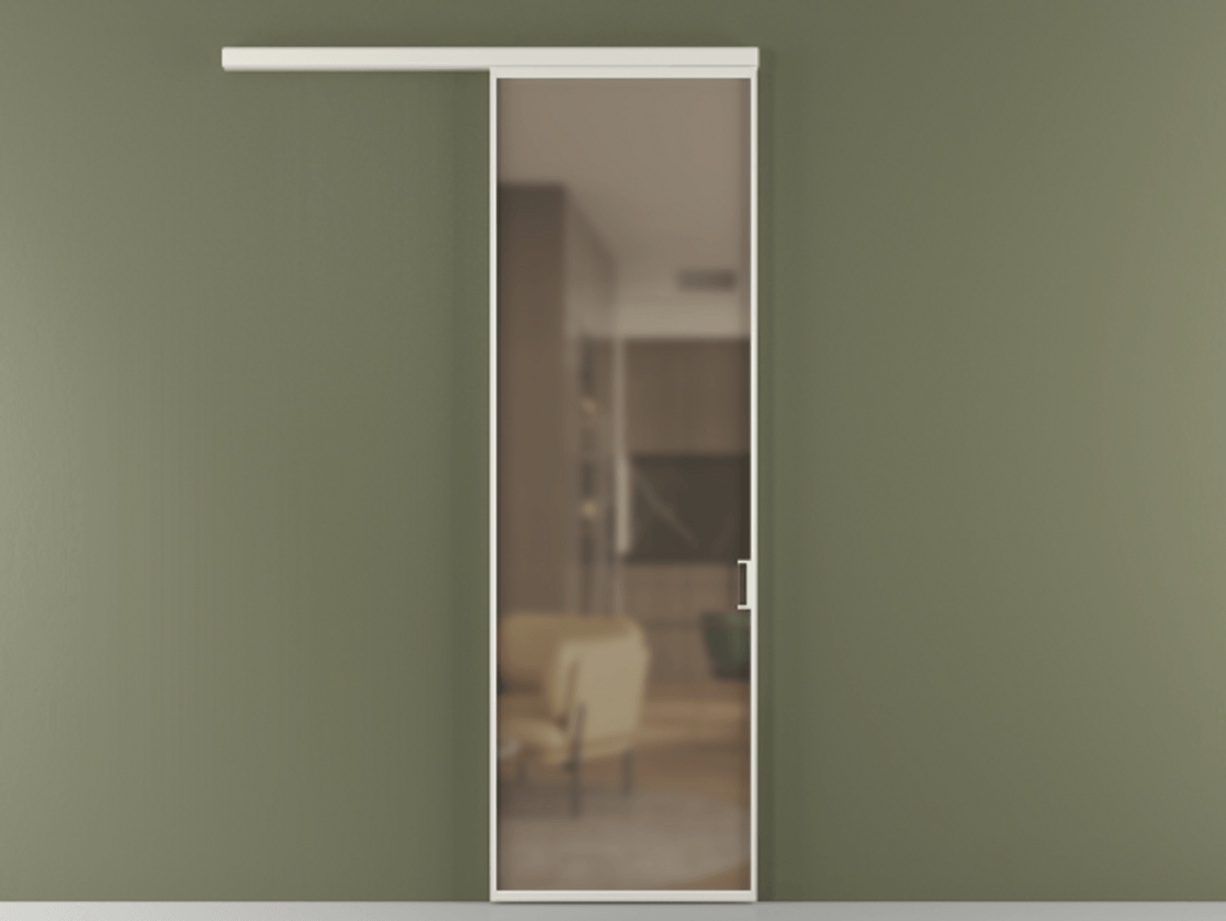 Перегородка Formato вдоль стены одностворчатая АЛПР 040.01 Алюминий Белый Сатинированное бронзовое стекло, триплекс Цена 609900 ₸  | Volhovec