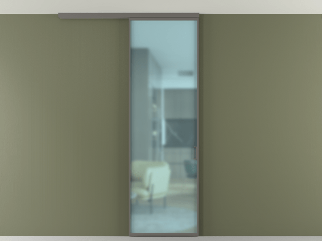 Перегородка Formato вдоль стены на потолок одностворчатая #VENDORCODE# #FURNISH# #GLASS# Цена #PRICE# #CURRENCY# | Volhovec