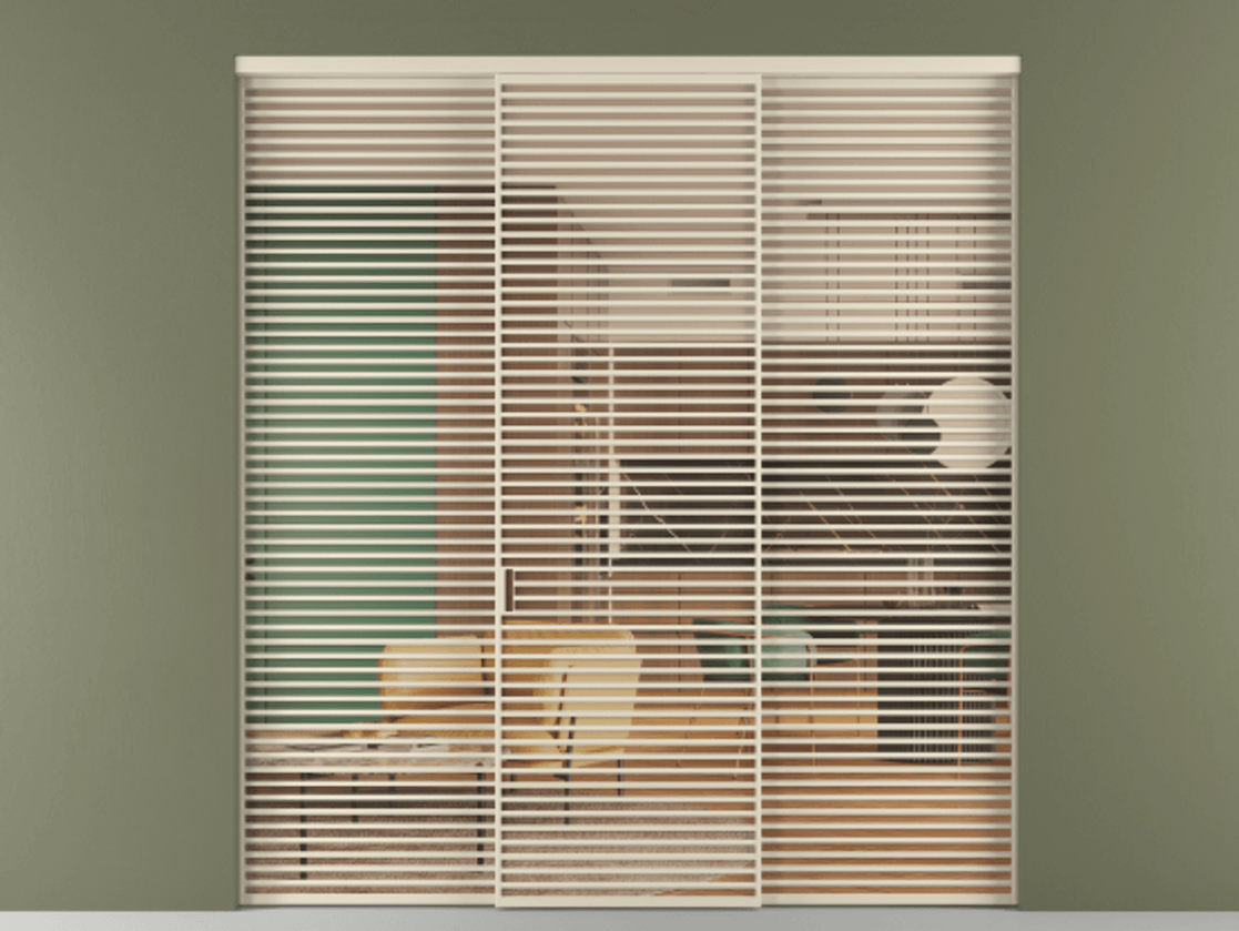 Перегородка Formato внутри проёма 3 створки АЛПР 040.07 Алюминий бежево-серый Прозрачное оранжевое стекло, триплекс Цена 3018500 ₸ | Volhovec