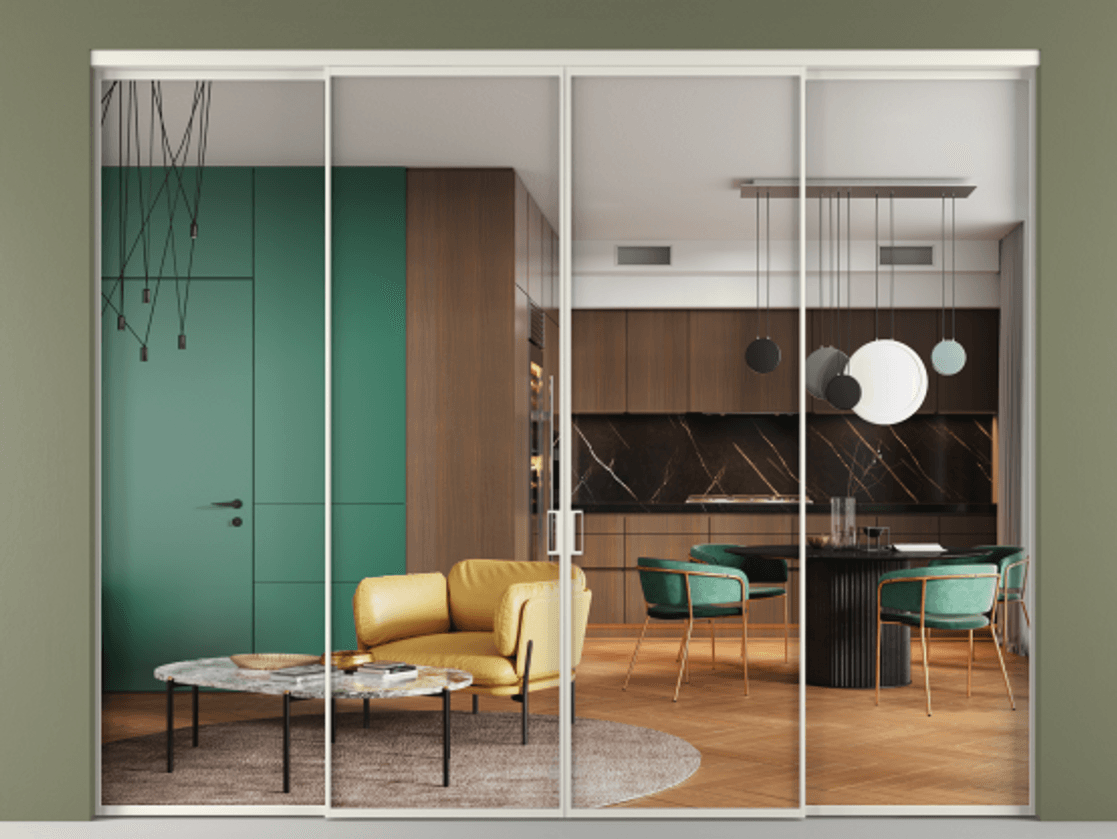 Перегородка Formato внутри проёма четырёхстворчатая #VENDORCODE# #FURNISH# #GLASS# Цена #PRICE#  | Volhovec