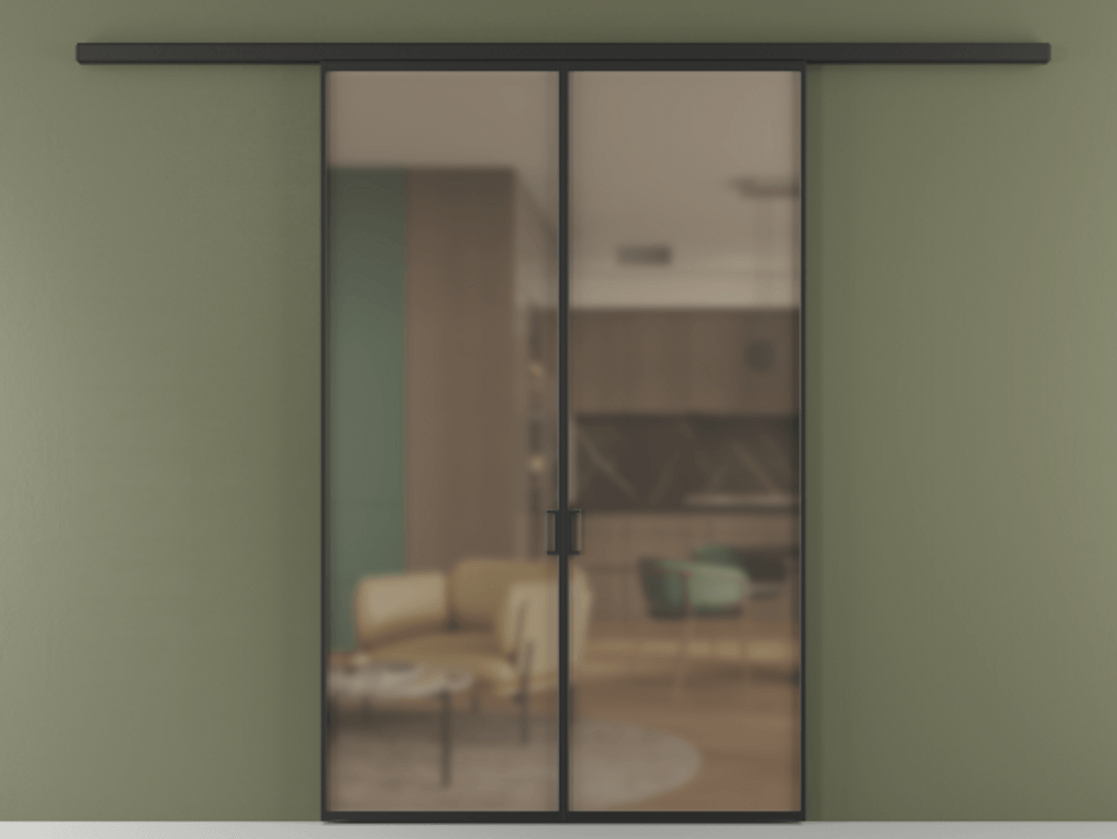 Перегородка Формато вдоль стены 2 створки АЛПР 040.01 Алюминий Черный Сатинированное бронзовое стекло, триплекс Цена 1361934 ₸ | Volhovec