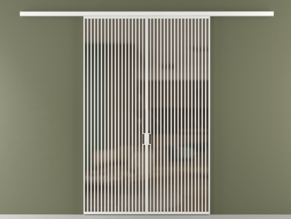 Перегородка Formato вдоль стены 2 створки АЛПР 040.06 Алюминий белоснежный Сатинированное бронзовое стекло, триплекс Цена 2244900 ₸ | Volhovec