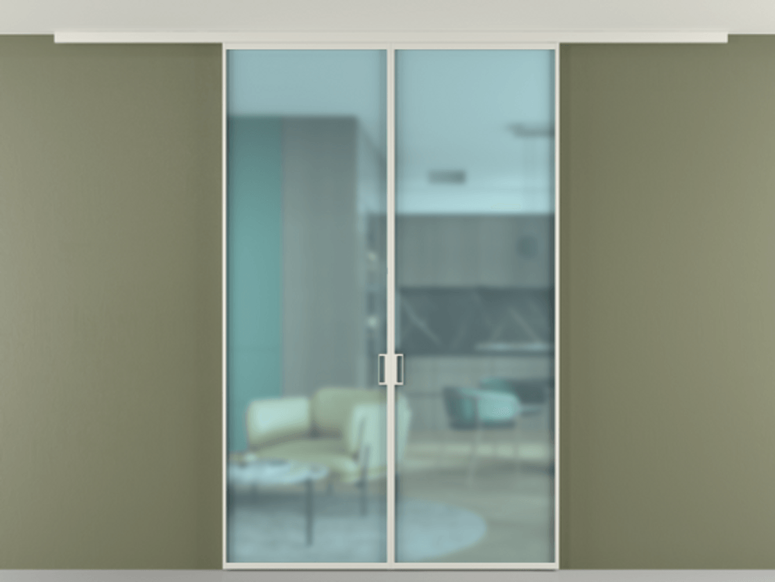 Перегородка Formato вдоль стены на потолок двустворчатая #VENDORCODE# #FURNISH# #GLASS# Цена #PRICE# #CURRENCY# | Volhovec