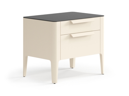 Мебель Тумба прикроватная Piega 2 ящика. Цвет Матовый светло-бежевый. Материал Гладкая эмаль. Коллекция Тумба прикроватная Piega 2 ящика. Картинка.