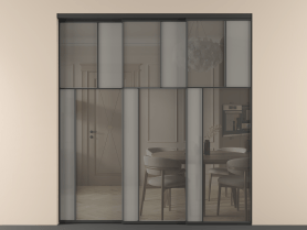 Алюминевая перегородка vnt3_4 ЧЕР. Цвет Алюминий Черный. Материал Алюминий. Коллекция Перегородка Mosaic внутри проёма телескопик синхро 2. Картинка.