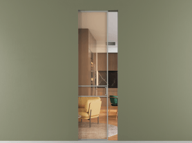 Алюминевая перегородка АЛПР 040.02 МНСР ПРОЗ ОРАНЖ. Цвет Алюминий нейтральный серый. Материал Алюминий в эмали. Коллекция Перегородка Formato скрытый пенал одностворчатая. Картинка.