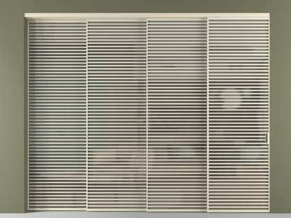 Алюминевая перегородка vn4_07_ Алюминий бежево-серый Серый сатин матовое. Цвет Алюминий бежево-серый. Материал Алюминий в эмали. Коллекция Перегородка Formato внутри проёма телескопик синхро 3. Картинка.