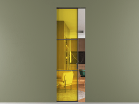 Алюминевая перегородка АЛПР 040.03 ААН ПРОЗ ЖЕЛ. Цвет Алюминий антрацит. Материал Алюминий в эмали. Коллекция Перегородка Formato скрытый пенал 1 створка. Картинка.