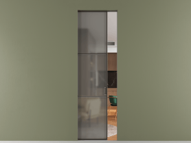 Алюминевая перегородка АЛПР 040.03 ААН Серый сатин триплекс. Цвет Алюминий антрацит. Материал Алюминий в эмали. Коллекция Перегородка Formato скрытый пенал 1 створка. Картинка.