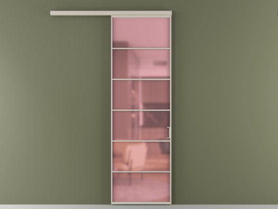 Алюминевая перегородка АЛПР 040.04_АСБЖ_САТ РОЗ_new. Цвет Алюминий светло-бежевый. Материал Алюминий в эмали. Коллекция Перегородка Формато вдоль стены 1 створка. Картинка.