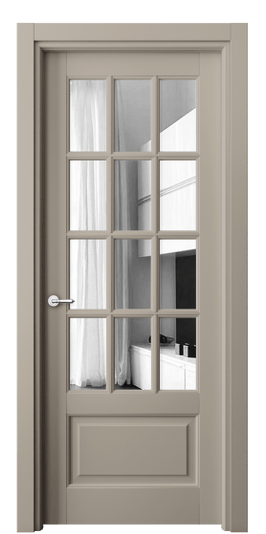 Дверь межкомнатная 6313 МБСК Зеркало. Цвет Матовый бисквитный. Материал Гладкая эмаль. Коллекция Тоскана Грильято. Картинка.