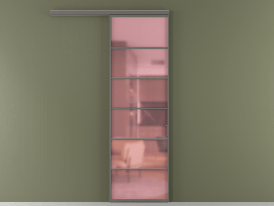 Алюминевая перегородка АЛПР 040.04_АКЛС_САТ РОЗ_new. Цвет Алюминий классический серый. Материал Алюминий в эмали. Коллекция Перегородка Формато вдоль стены 1 створка. Картинка.