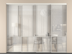 Алюминевая перегородка vntl4_1 БЕЛ. Цвет Алюминий Белый. Материал Алюминий. Коллекция Перегородка Mosaic внутри проёма 4 створки с синхронным механизмом. Фото. Алюминевая перегородка vntl4_1 БЕЛ. Цвет Алюминий Белый. Материал Алюминий. Коллекция Перегородка Mosaic внутри проёма 4 створки с синхронным механизмом. Картинка.