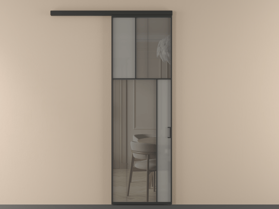 Алюминевая перегородка vd1_2 ЧЕР. Цвет Алюминий Черный. Материал Алюминий. Коллекция Перегородка Mosaic вдоль стены 1 створка. Картинка.