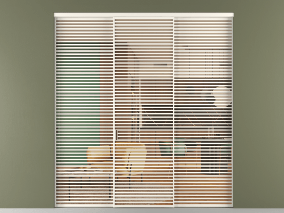 Алюминевая перегородка vn1+2_07_ Алюминий пудровый белый Прозрачное оранжевое стекло, триплекс, 6мм. Цвет Алюминий пудровый белый. Материал Алюминий в эмали. Коллекция Перегородка Formato внутри проёма 3 створки. Картинка.